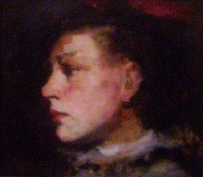 Frank Duveneck Profile of a Girl with Hat Norge oil painting art